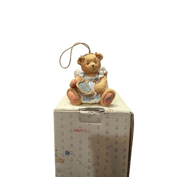 Cherished Teddies "Angel with Harp" 1993 Christmas Hanging Ornament - Picture 1 of 10